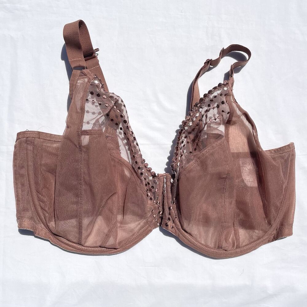 Elomi Mauve-Brown Sheer Mesh Underwire Bra